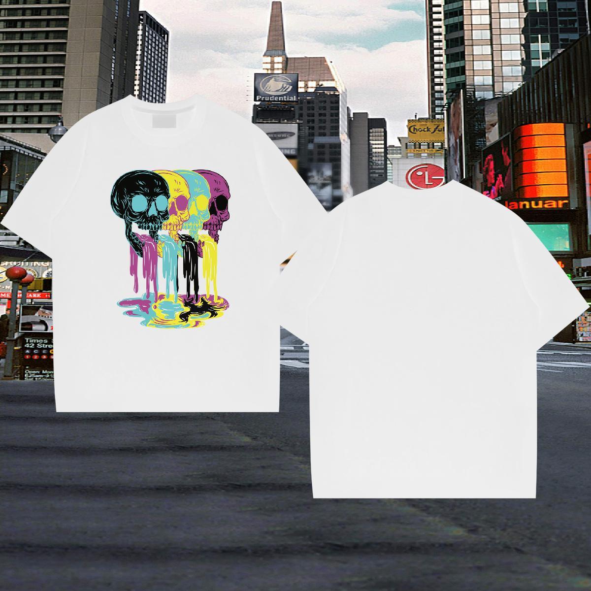 Stylist Men T Shirts skull Tops 230g Pure Cotton Street wear Hip Hop Classic Custom Print Plus Size Breathable Short Sleeve Men Tops Tees