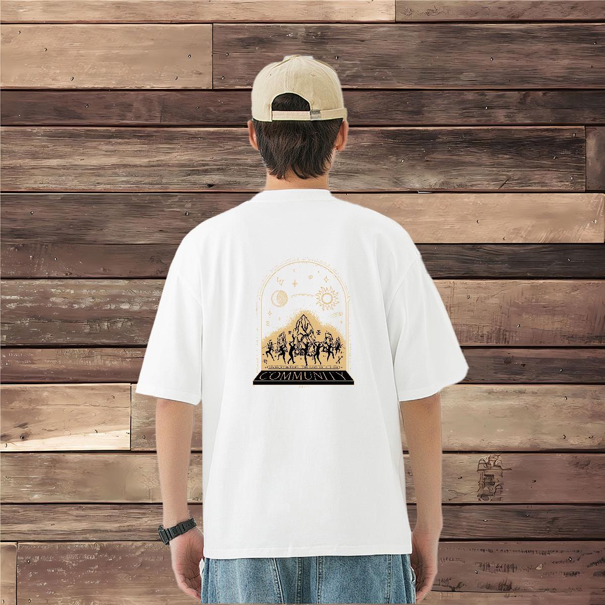 2024 DIY Mens T Shirts mountains Tshirts 100% Cotton 230g Anime Printing Street High Quality White Plus Size Breathable Short Sleeve Men Tshirts