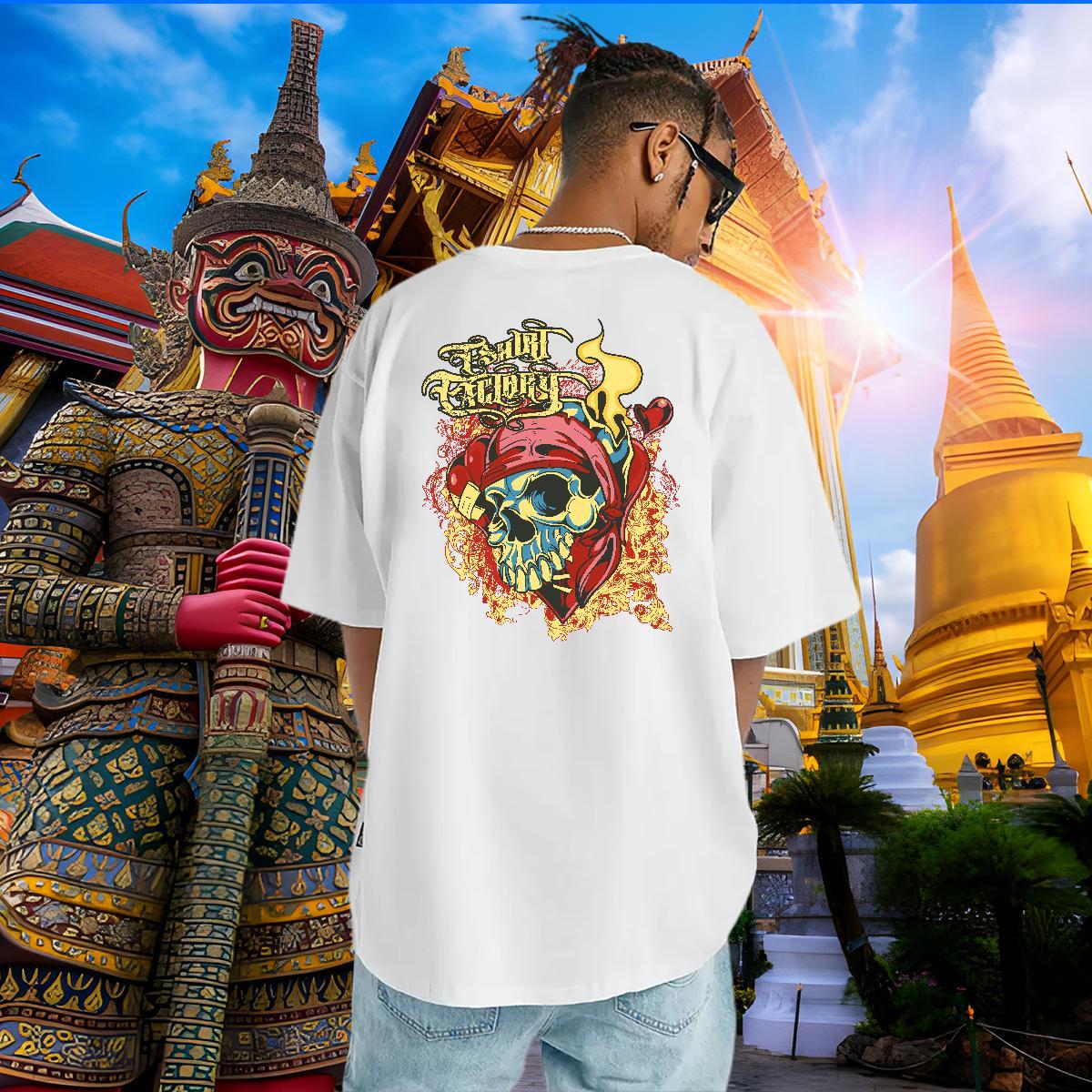 Casual New T Shirt For Man skull Tees Shirts 230g Cotton Street Classic Custom Cartoon Breathable Soft Men Tees