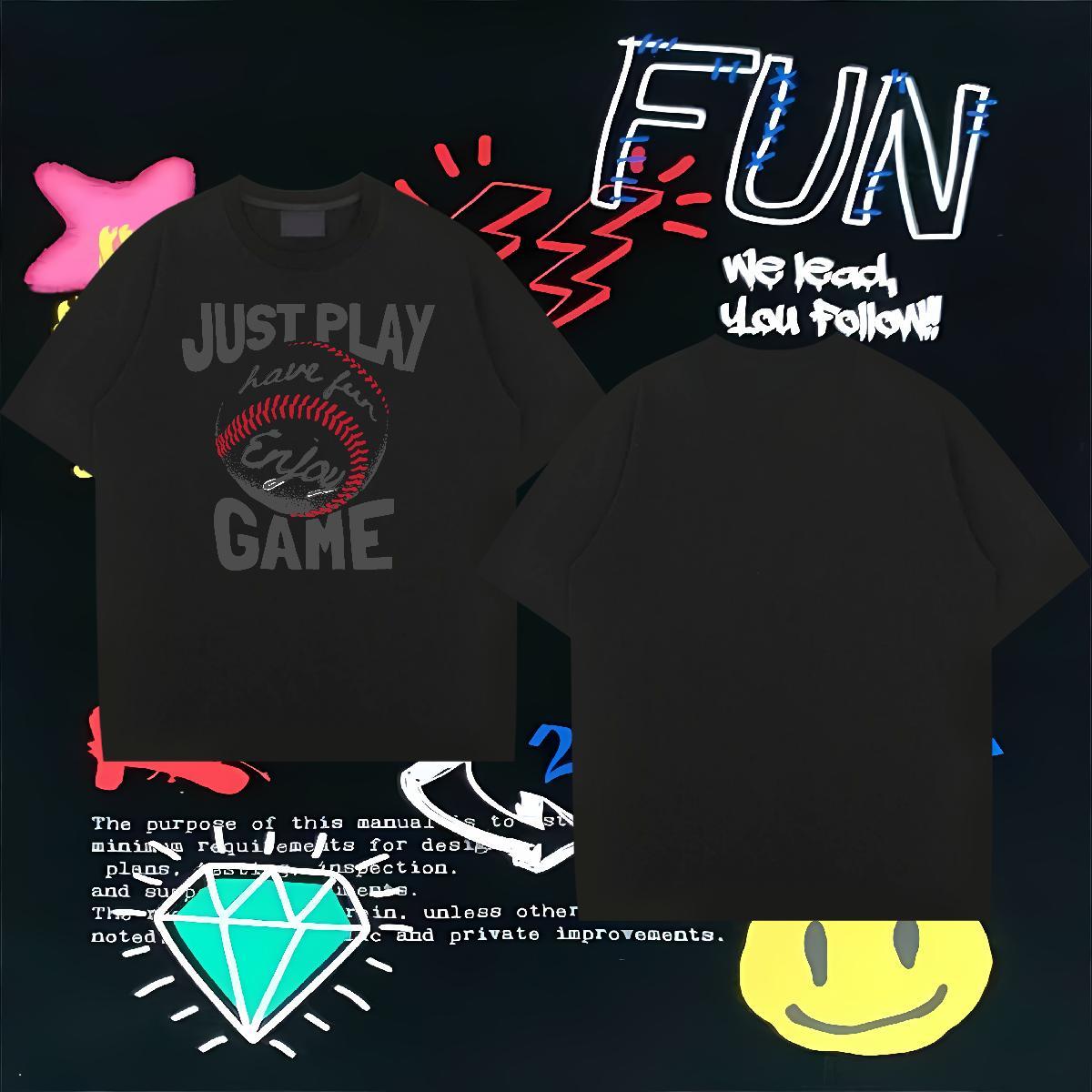 Classic Casual T-Shirts letter Tees 230g Pure Cotton Outdoor Loose Custom Anime Crew Neck Men Tees
