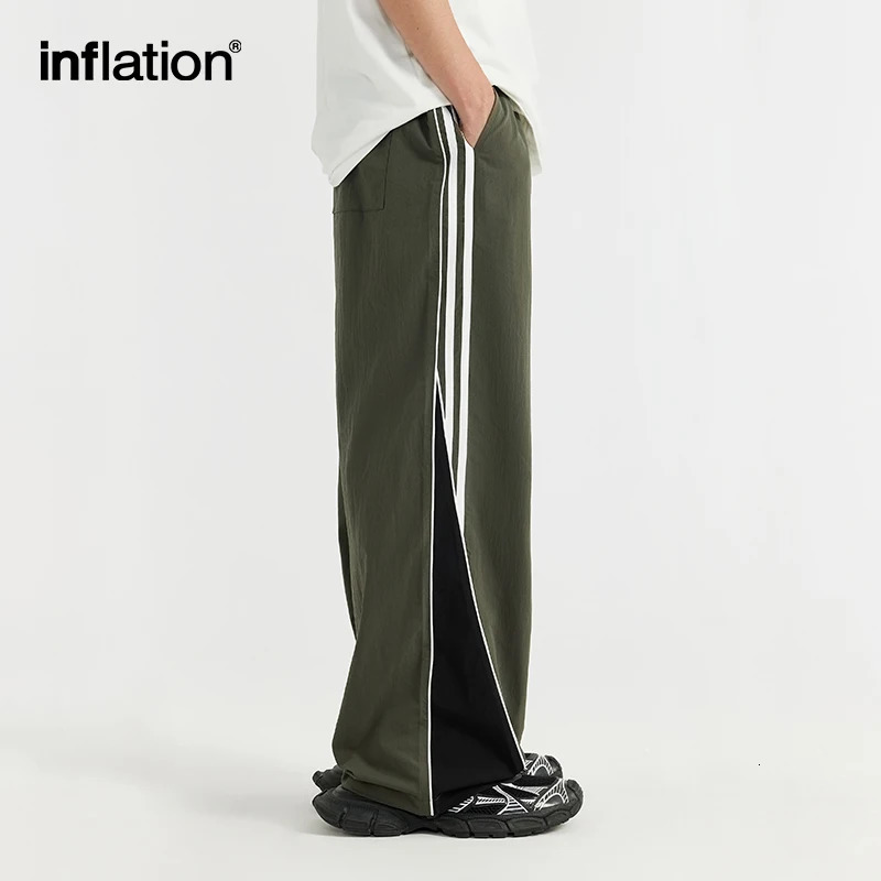 INFLATION Retro Patchowork Track Pants Men Casual Wide Leg Sportswear 240806