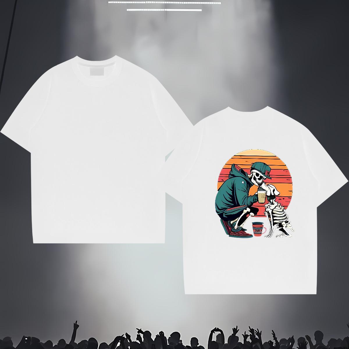 2024 New T-Shirts skull Polos 230g Cotton Hip Hop Street TOP Quality Skull Breathable Crew Neck Tshirts