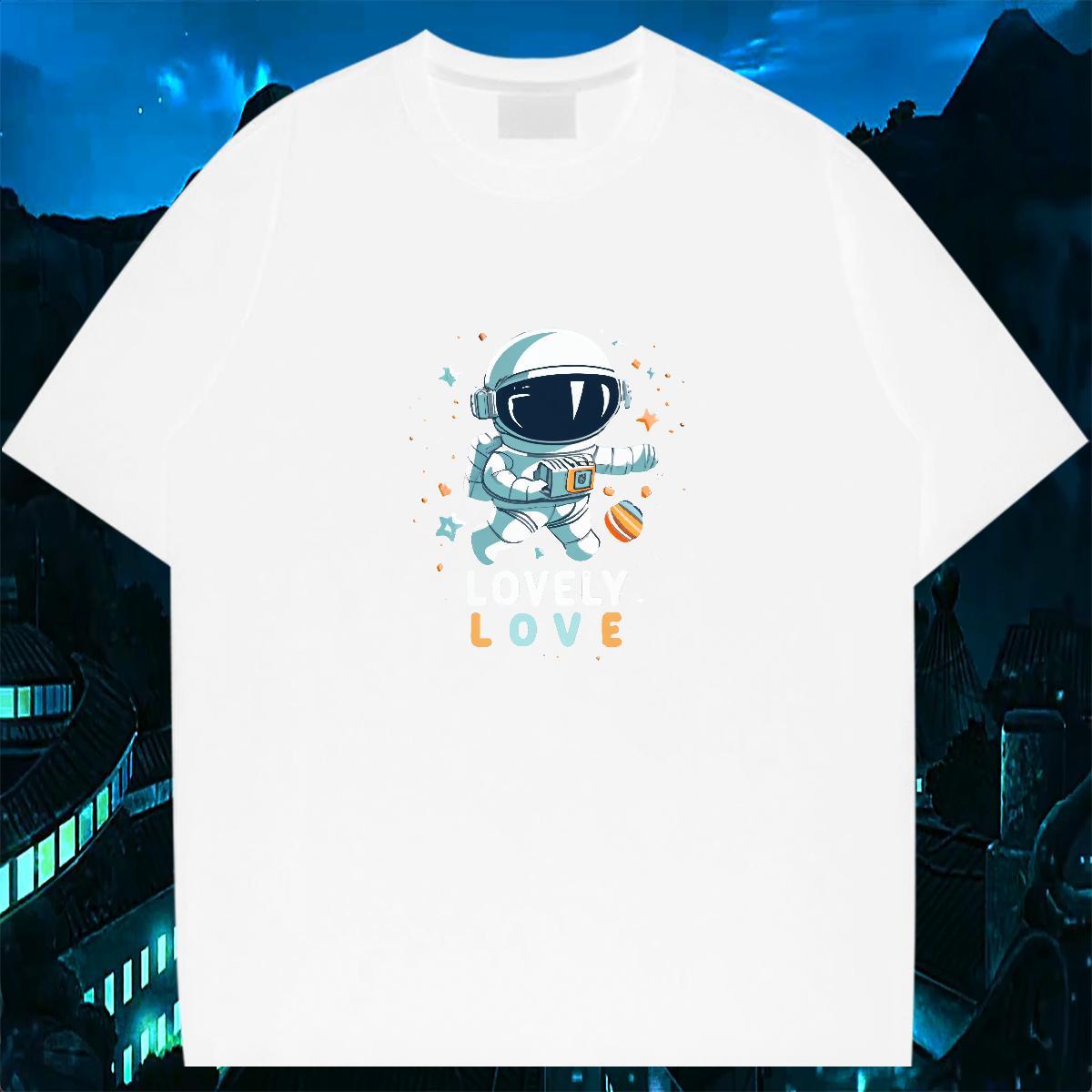 2024 Summer Mens T Shirts spaceman Tee Shirt 230g Pure Cotton Summer Casual Cool Graphic Breathable Crew Neck Couples T Shirts