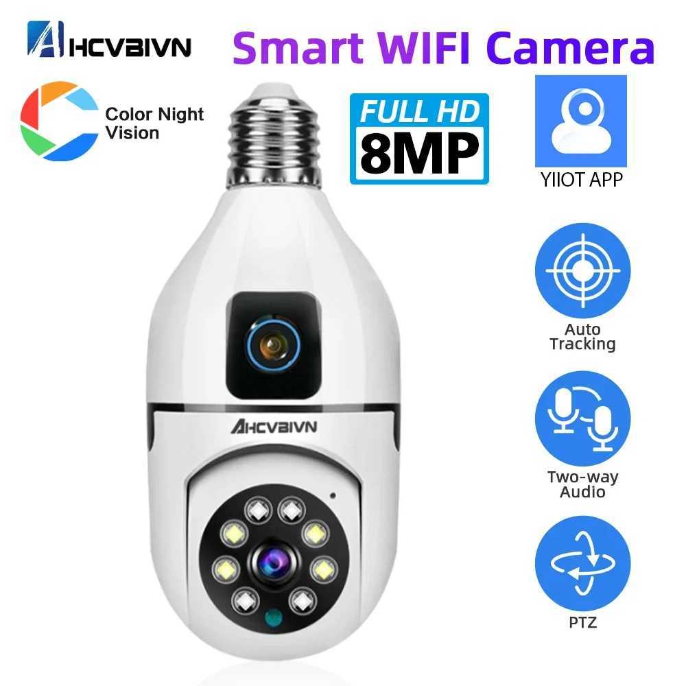 4K Bulb WIFI Camera Dual Lens Indoor Surveillance Auto Tracking Wireles PTZ IP Camera Smart Home CCTV Security Monitor CameraM240806