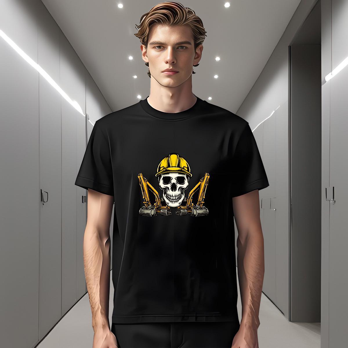 Fashion New Man T Shirts skull Tee Shirt 230g 100% Cotton Outdoor Brand DIY Pure Cotton Mens Tshirts