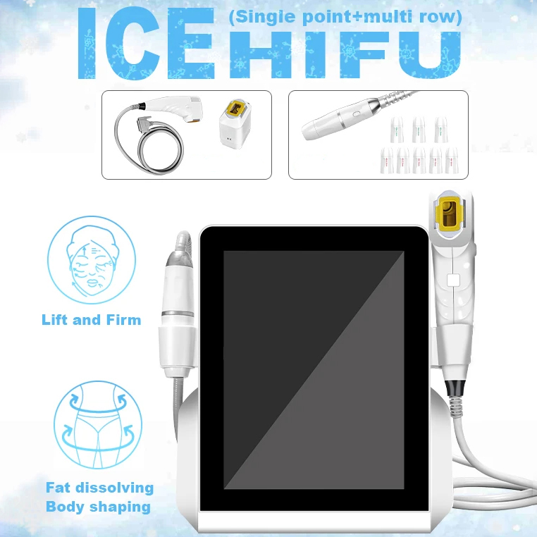Hot Upgraded Comfortable ICE HIFU Skin Resurfacing Vmax SMAS Face Contouring Wrinkle Removal Multi-Row Single Point 2 In 1 Body Slimming Anti-Cellulit