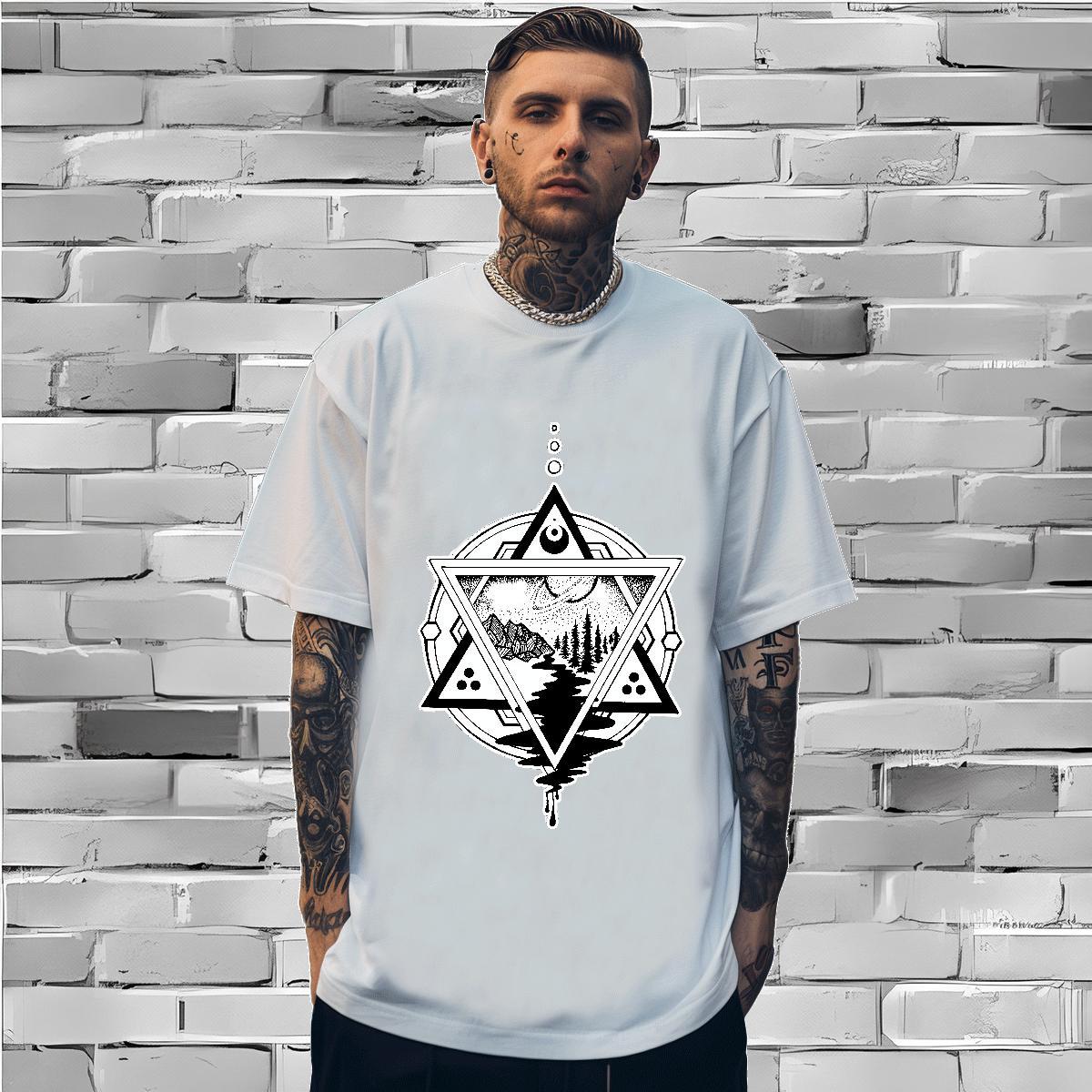 Fashion Casual T Shirts Men eye of the devil Tees Shirts 100% Cotton 230g Hip Hop Street TOP Quality Graphic O Neck Short Sleeves Men Tees