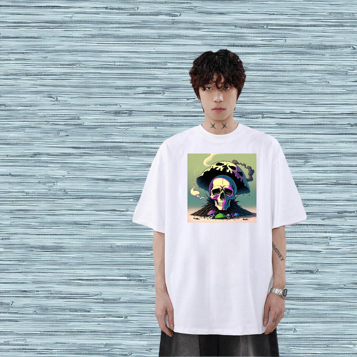 2024 Summer T shirt skull Tees Shirts 100% Cotton 230g Street Casual Cool Custom Anime Pure Cotton Tshirts