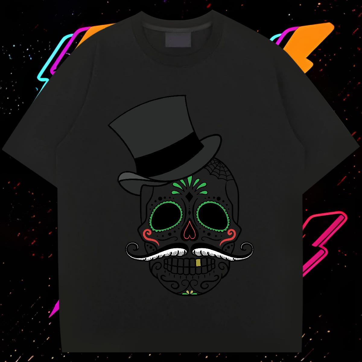 Classic Men T Shirts skull Tee Shirt 230g Pure Cotton Summer Casual Wholesale Oversized Breathable Tshirts