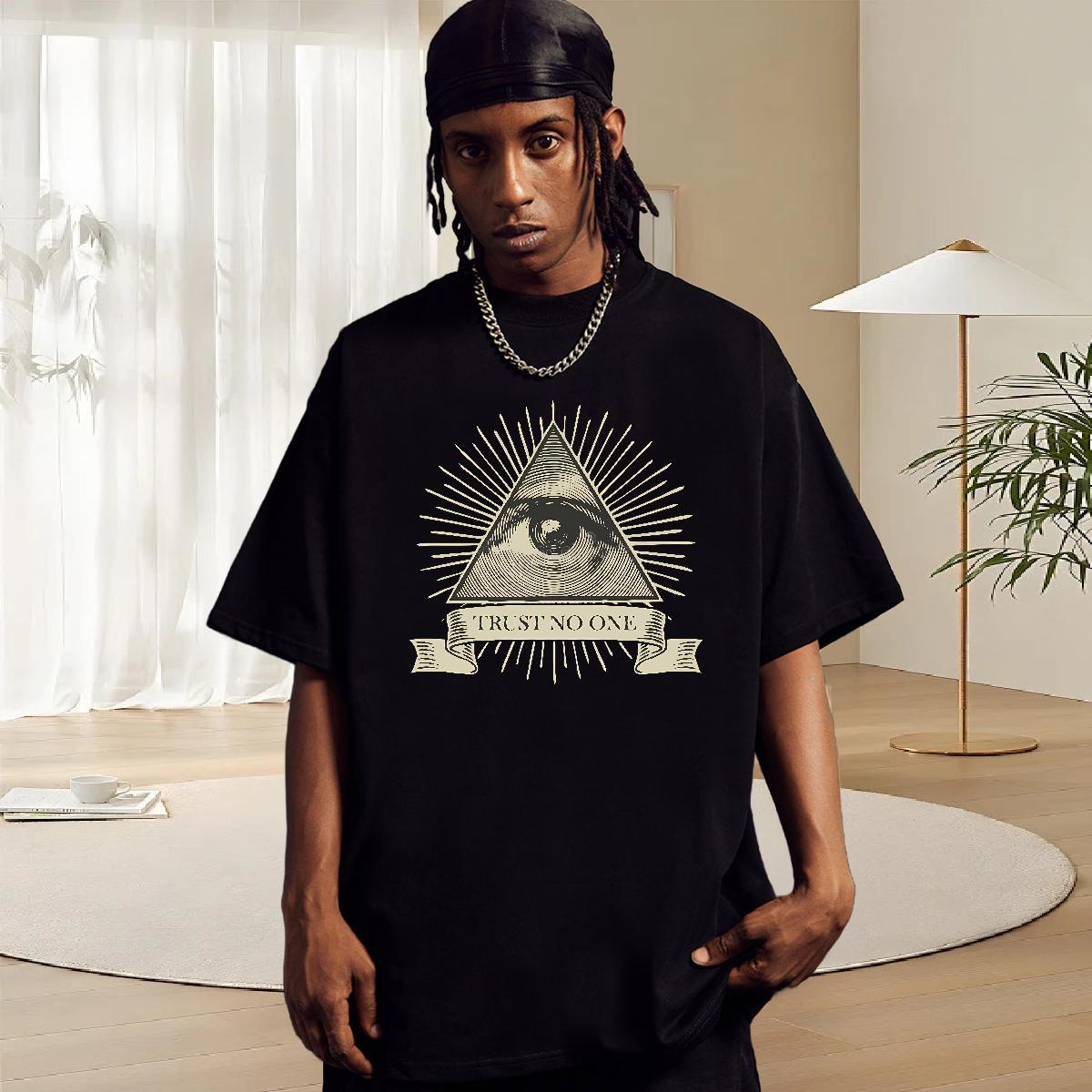 Fashion Design T Shirts Men eye of the devil Polos 100% Cotton 230g Hip Hop Cool Plus Size Cartoon Breathable Crew Neck Men Tees
