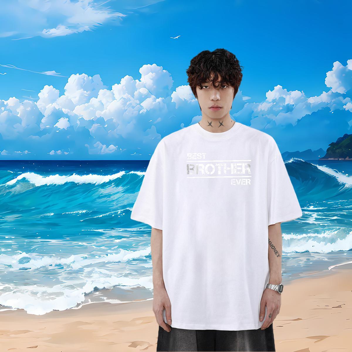 2024 DIY T shirt letter Tee Shirt 230g 100% Cotton Street Casual High Quality Custom Print Plus Size Crew Neck Breathable Men Tshirts