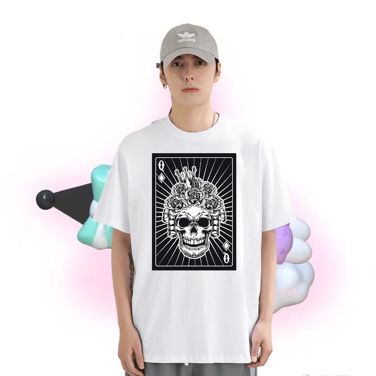 Stylist T Shirt For Man skull Clothings 230g Pure Cotton Hip Hop Designer Oversized 4XL Breathable Soft Men Tees