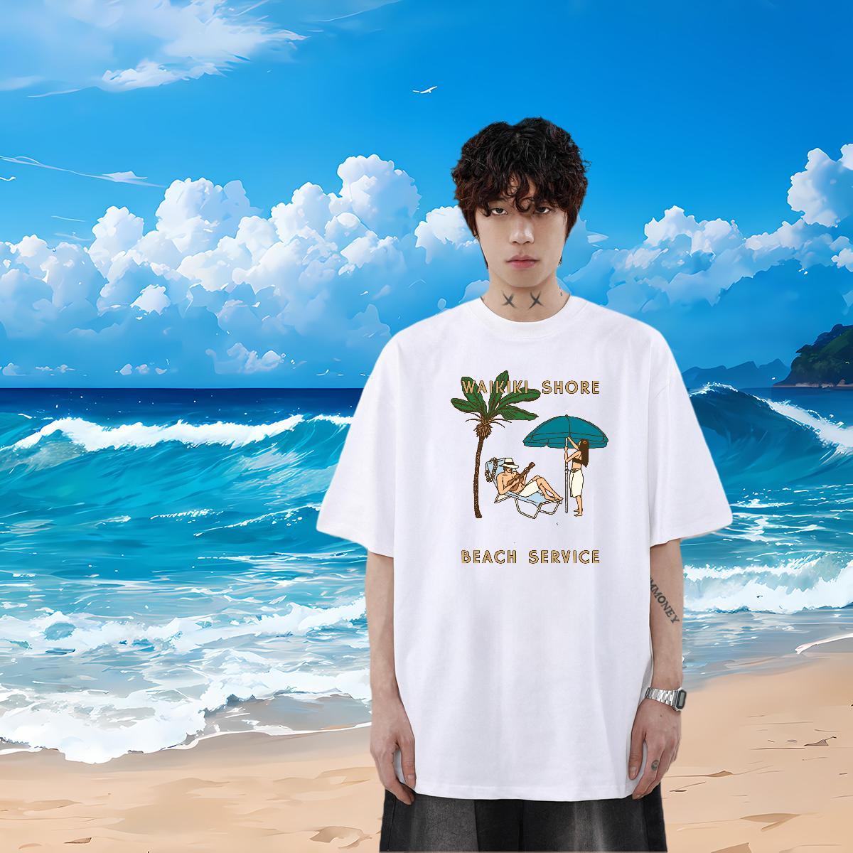 Classic Man T Shirts portrait Polos 230g Cotton Street High Quality Customized Print Crew Neck Men Tees