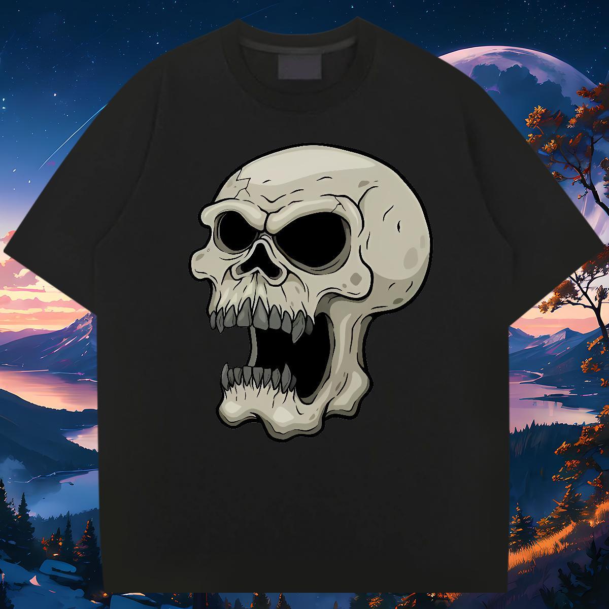 Wholesale T Shirt For Man skull Tops Tees 230g Cotton Casual Daily Wear Classic Graphic O-Neck Short Sleeve Couples T Shirts