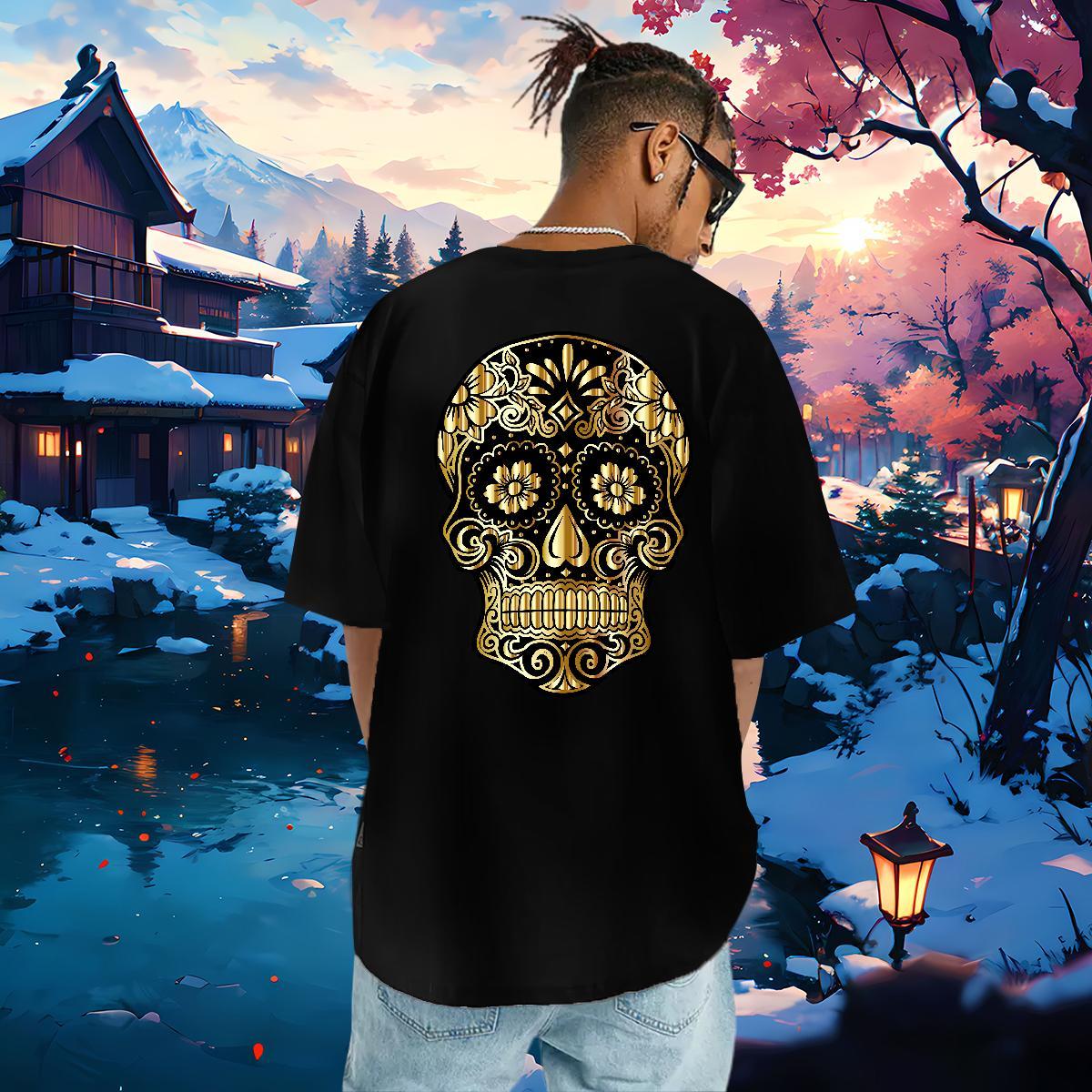 Classic Casual T-Shirts for Men skull Top Tees 230g 100% Cotton Sport Free Shipping Oversized 4XL Crew Neck Breathable Tshirt for Man Woman