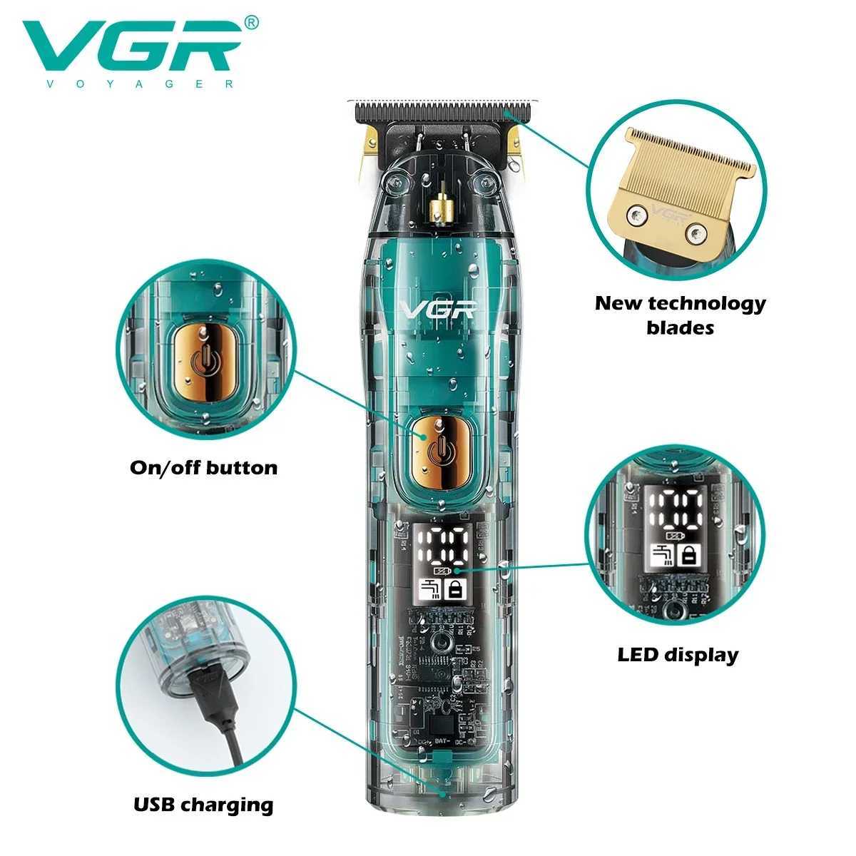 VGR Barber Trimmer Mens Electric Hair Clipper Professional Hair Clipper Cutting Equipment Charging V961 W240806