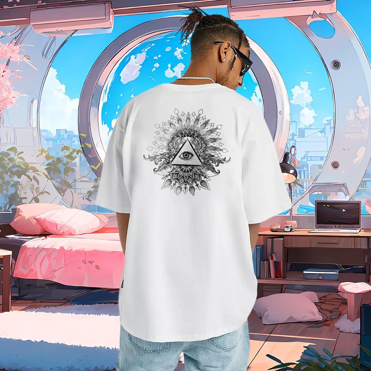 Designer Men T Shirts eye of the devil Polos 230g 100% Cotton Casual Beach Loose Customized Print O Neck Short Sleeves Men Tees