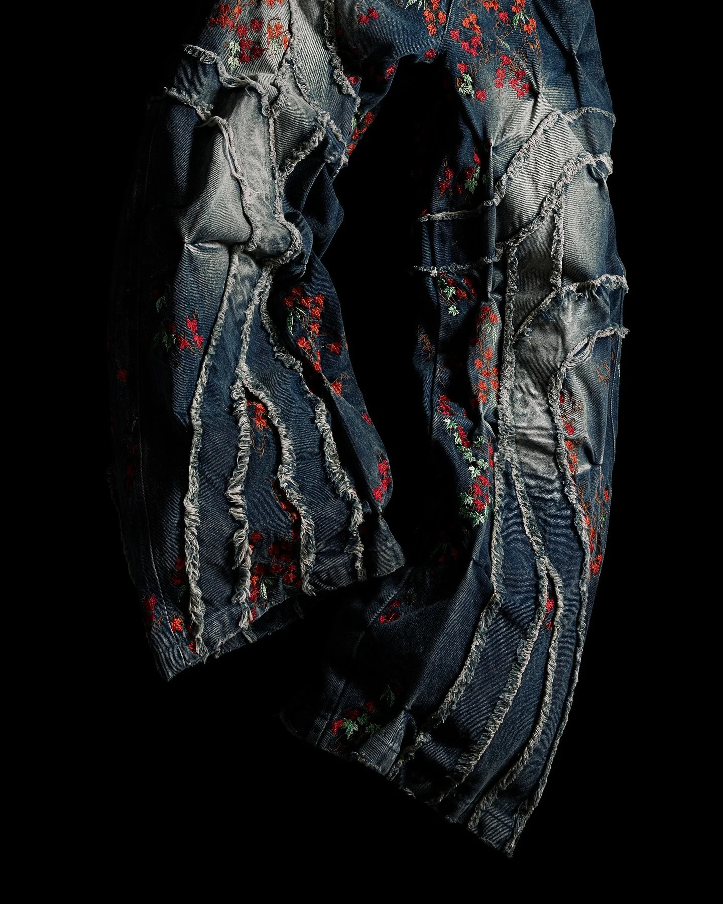 Gothic OVERGROWTH Denim Pants Y2k Retro Stripe Patchwork Baggy Jeans for Men Raw Edge Embroidery Straight Trousers Punk Women 240806