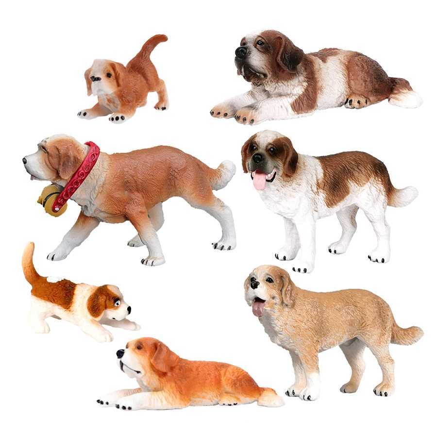 Other Toys Simulation Plastic Animal Figurine Cute Pet Dog Figures Saint Bernard Playset Family Animal Model Collectible Decoration Kid ToyL486