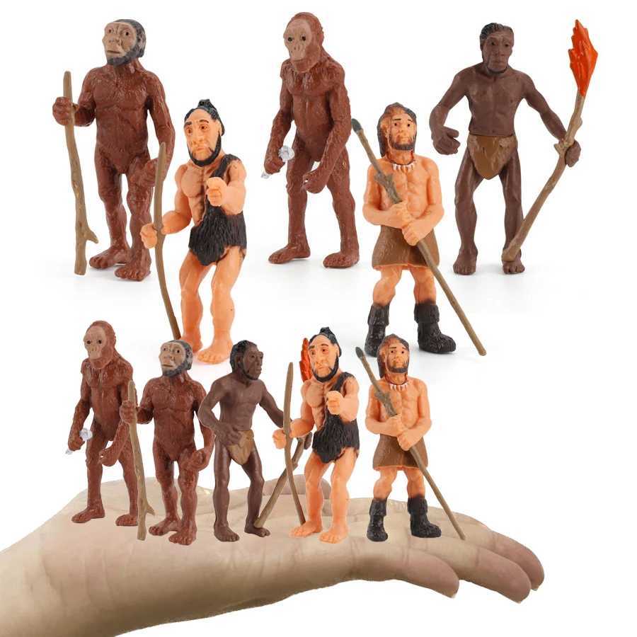 Other Toys Realistic Prehistoric Life Scene Figures Caveman Cavewoman Family Primitive Animal Models Figurines Educational Toy For Kid GiftL486