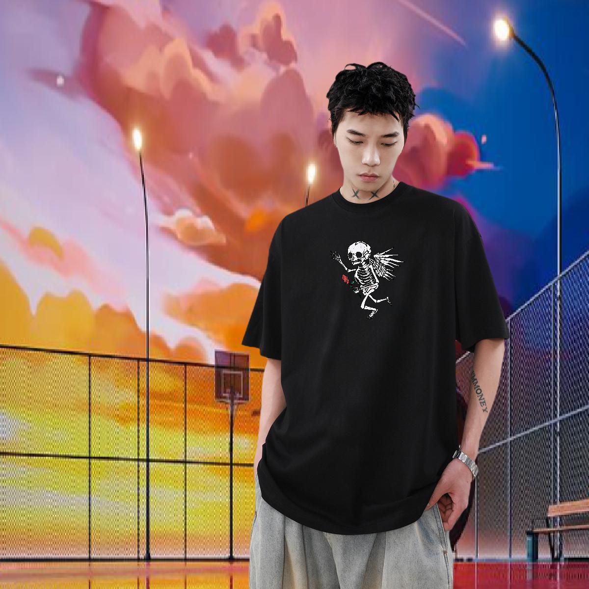 Factory Direct T Shirt For Man skull Tops Tees 230g Cotton Sports Casual Soft Custom Printed Breathable Short Sleeve Tshirt for Man Woman