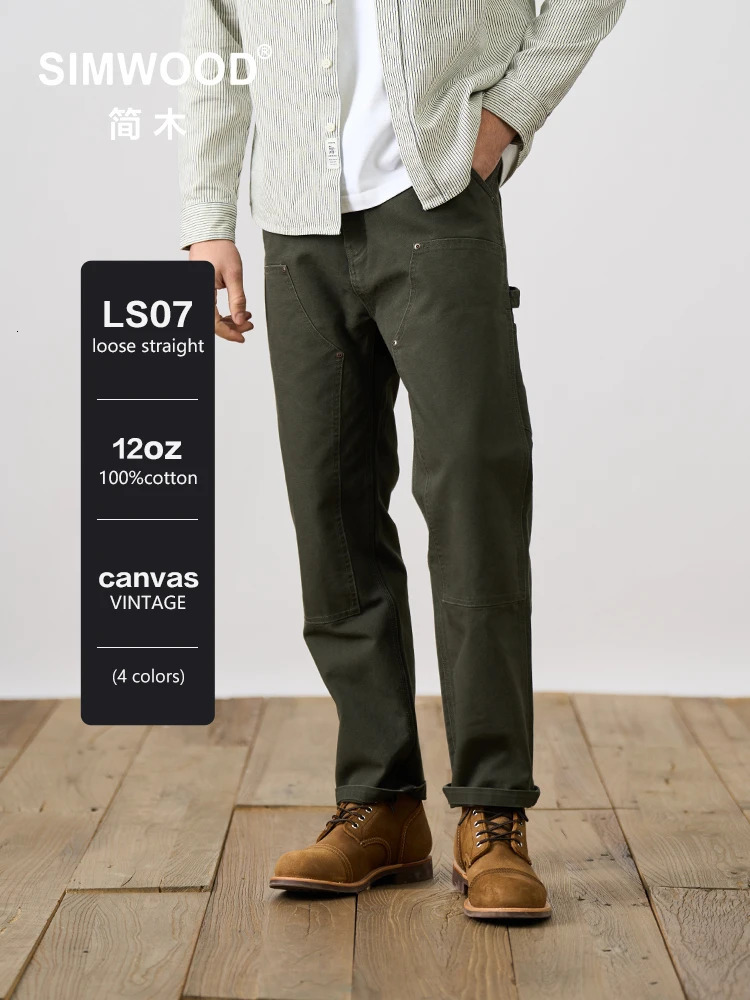 Autumn Mens Loose Straight Fit Carpenter Pants Tactical Cargo Outdoor Hiking Trousers 240806