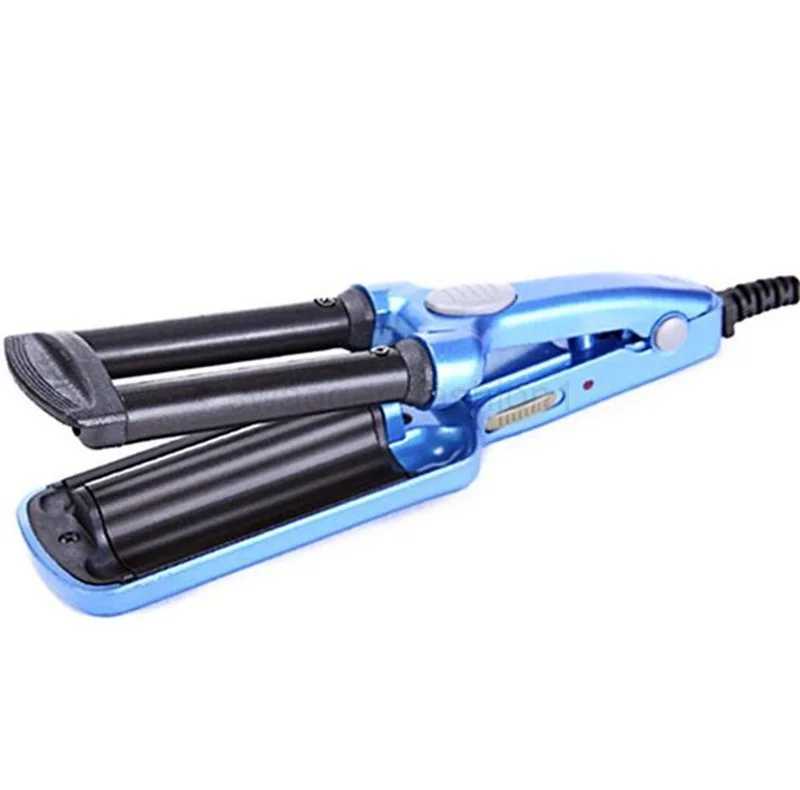 Blue Hair Curler Mini 3 Barrel Curling Iron Flat Ceramic Hair Tools Professional Crimper Tongs Curling Wand Salon Styling ToolsXJ240807