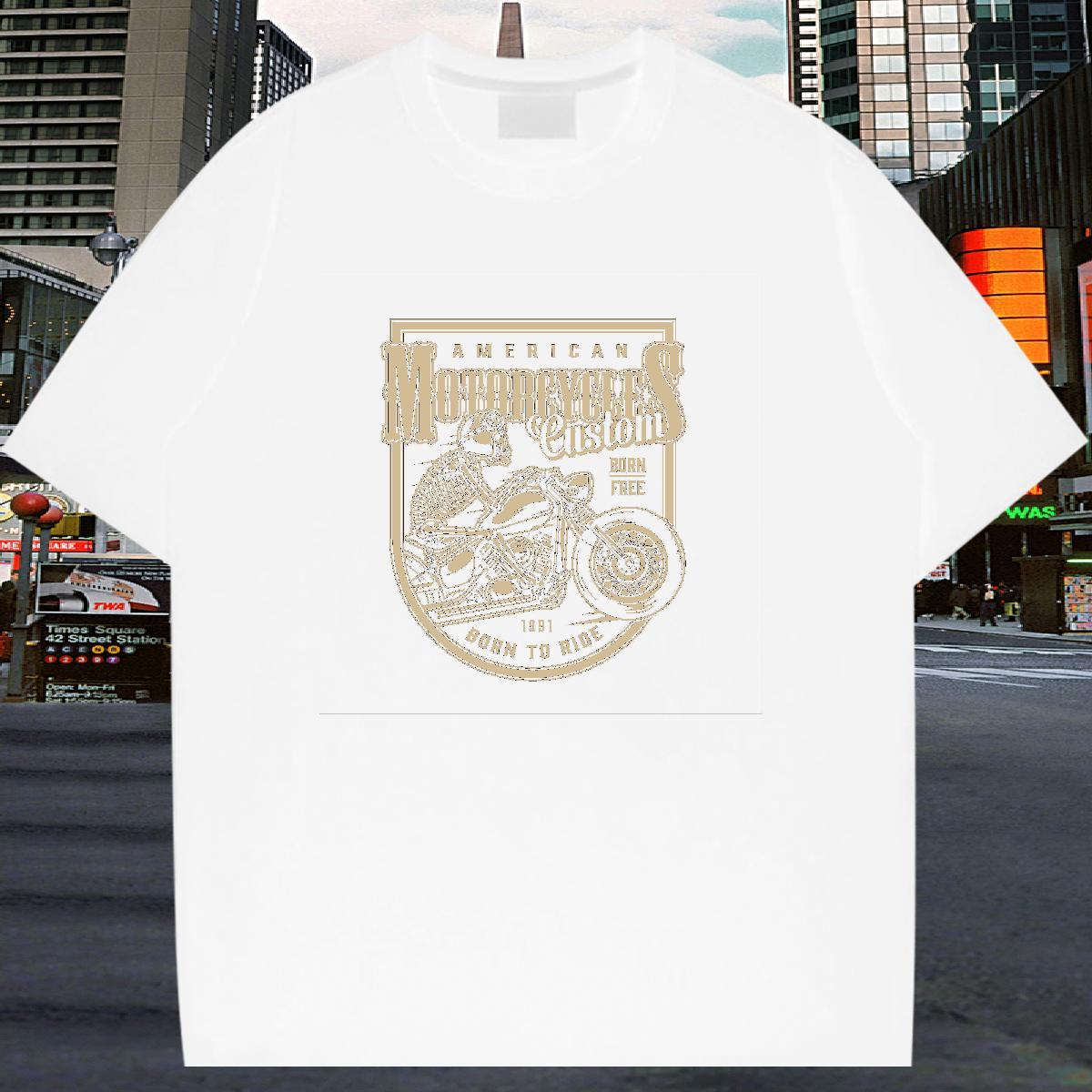 Classic T-Shirts for Men skull Wear 230g Cotton High Street Hip Hop Soft DIY Printed Breathable Short Sleeve Tshirts