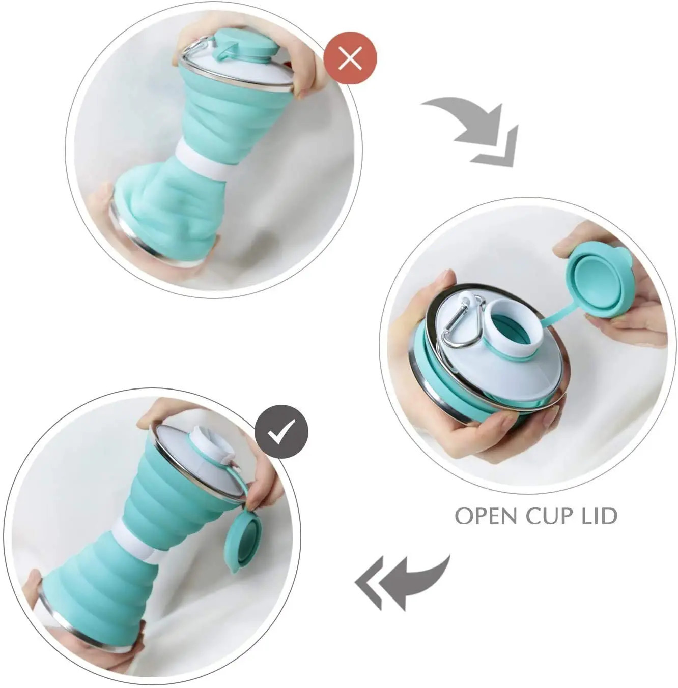 500ml Foldable Non Bisphenol A Portable Reusable Leak proof Food Grade Silicone Sports Travel Water Bottle Cup Z260202