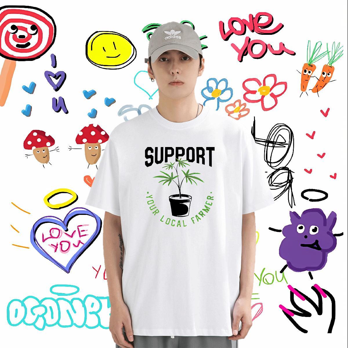 2024 T shirt letter Clothings 230g 100% Cotton Daily Wear TOP Quality Cartoon Printing L-4XL Short Sleeve Soft Tshirt for Man Woman