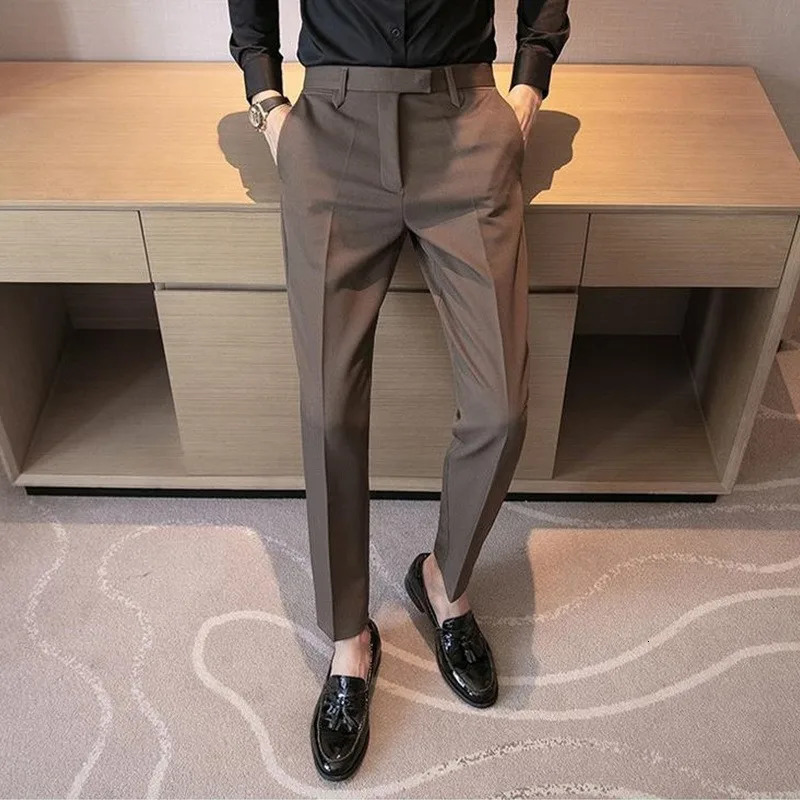 Mens Light Luxury Buttondown Draped Baggy Suit Pants Casual Solid Color Straight Premium Elegant Korean Leisure 240806