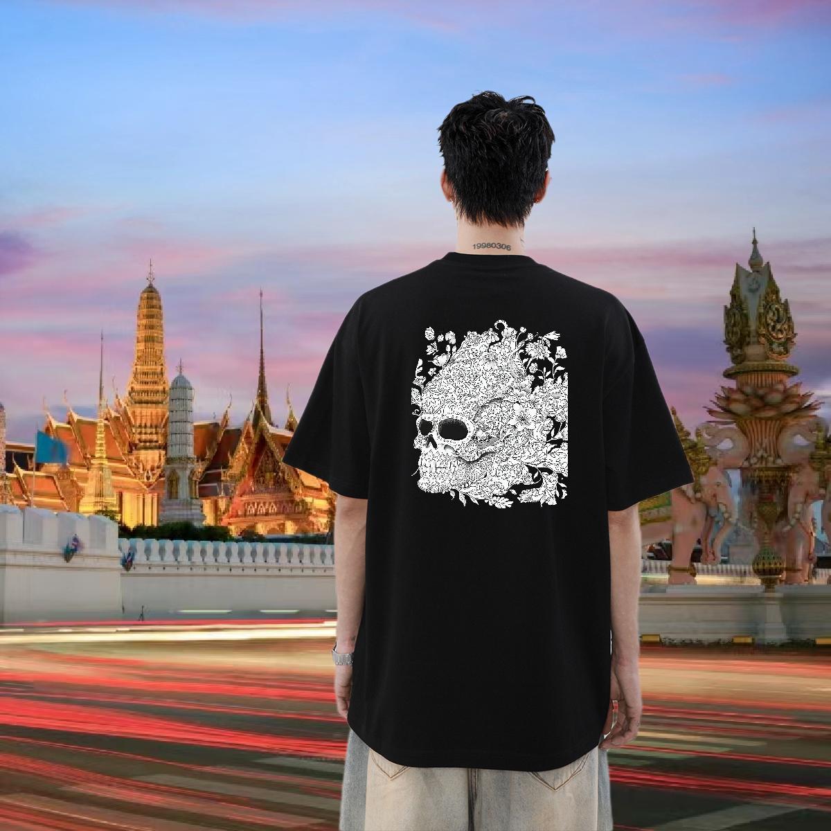 2024 Designer T Shirt For Man skull Tops Shirt 230g Cotton Outdoor Cool DIY Printed Breathable Crew Neck Tshirts