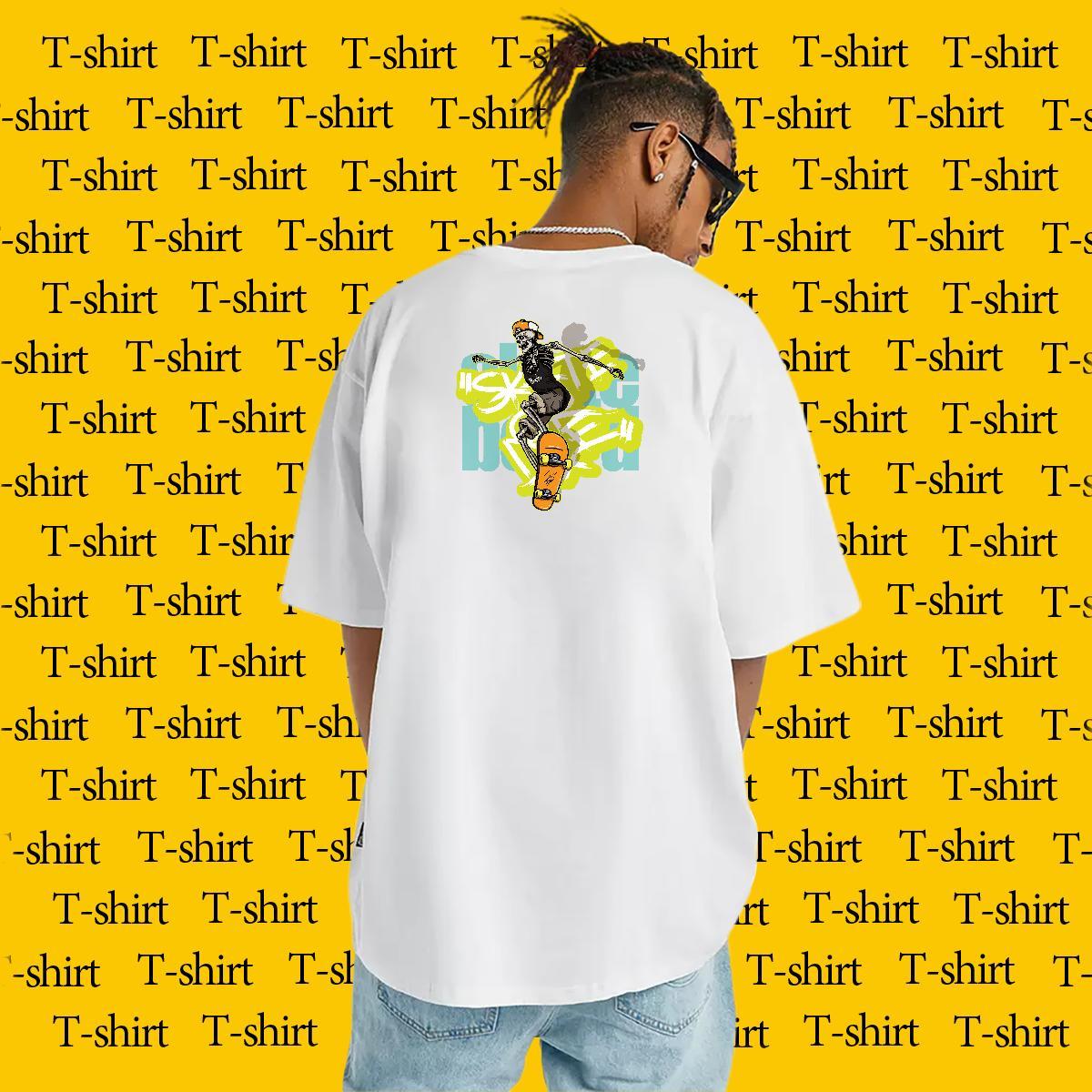 Free Shipping T Shirts Men skull Top Tees 230g Cotton Daily Wear Soft Custom Big Size Short Sleeve Soft Men Tees