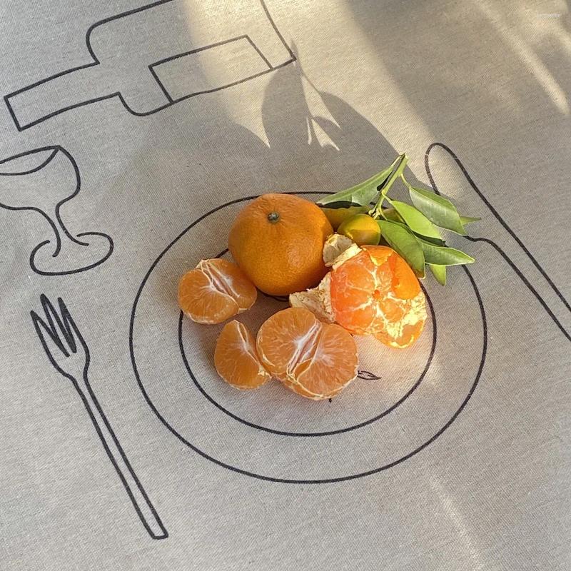 Table Cloth Creative Cotton And en Ins Style Personalized e Sketching Tablecloth Modern Picnic Tea Cover