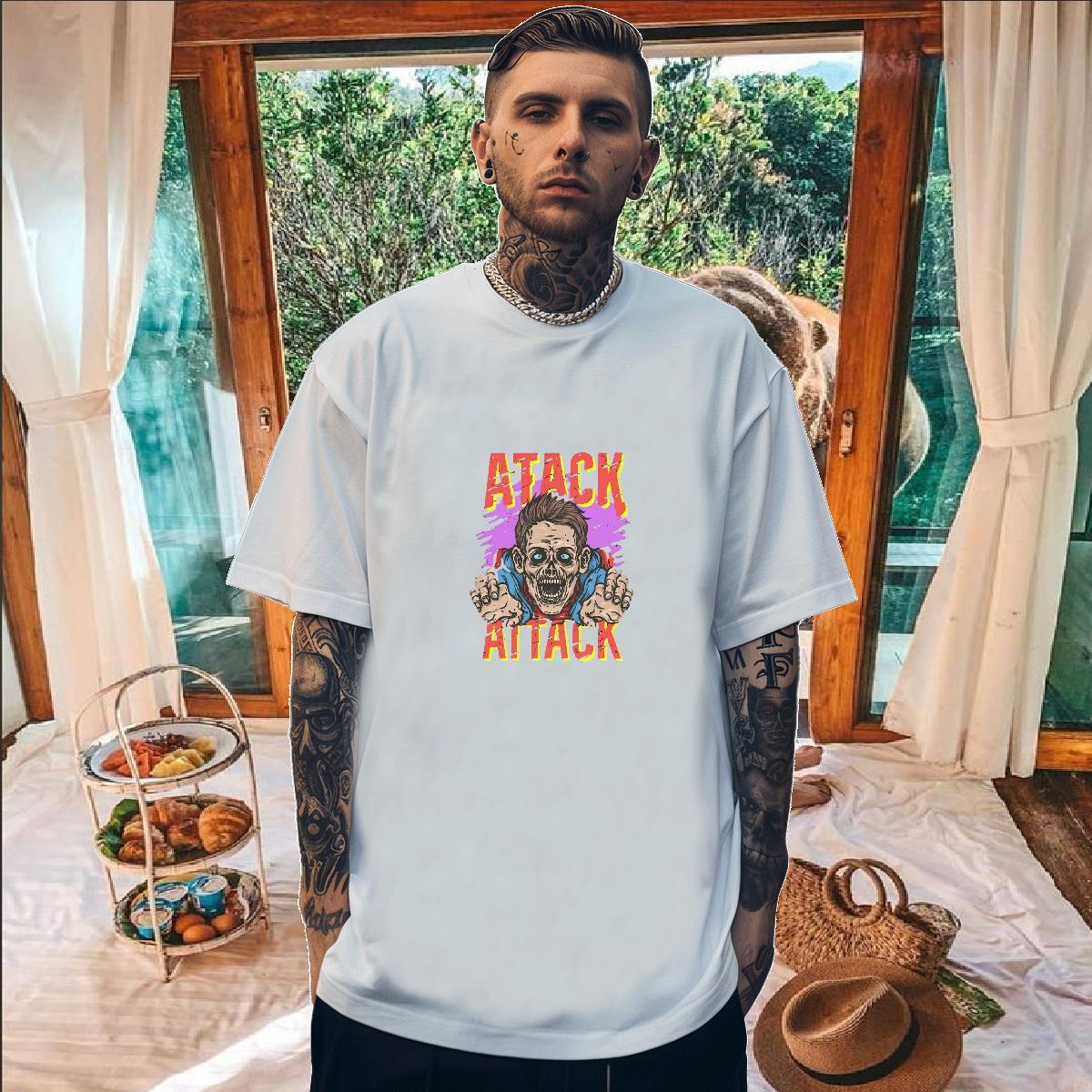 Fashion T shirt skull Polos 230g Pure Cotton Hip Hop Classic Custom Anime Breathable Men Tops Tees