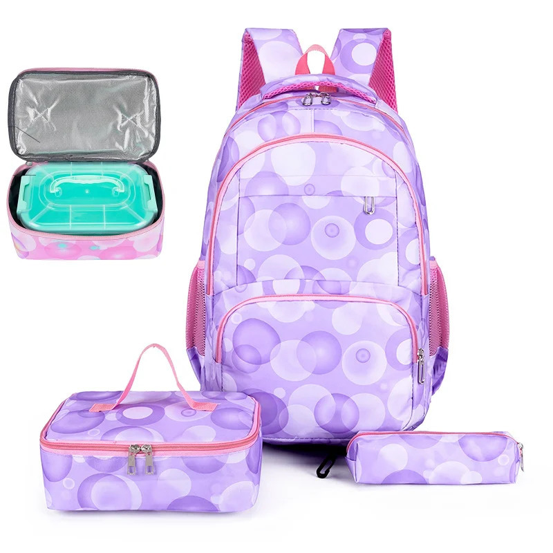3 pieces of childrens school backpack bag set girls elementary with lunch Mochilas 240807