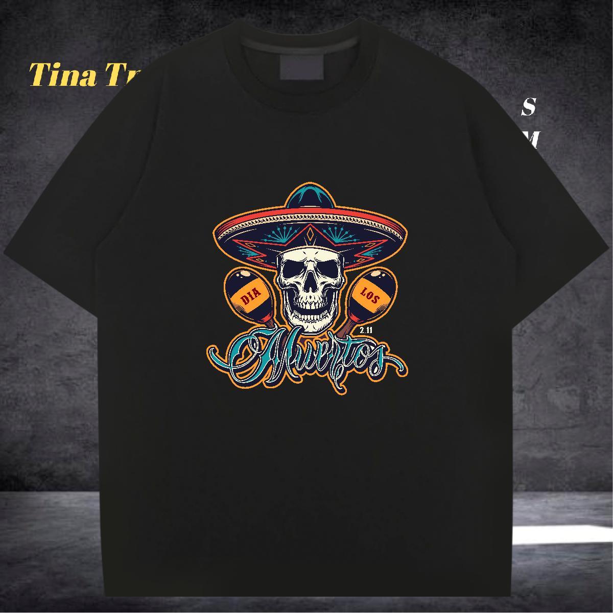 DIY T-Shirts skull Tees Shirts 230g Pure Cotton Sports Casual Brand Custom Big Size Breathable Crew Neck Mens Tshirts
