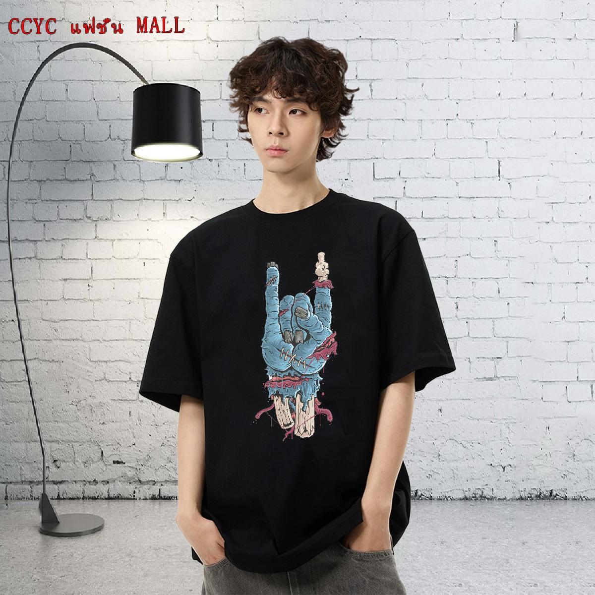 Fashion T Shirts Men hands Tshirts 100% Cotton 230g Street wear Hip Hop Unisex Skull Round Neck Short Sleeve Men Tees