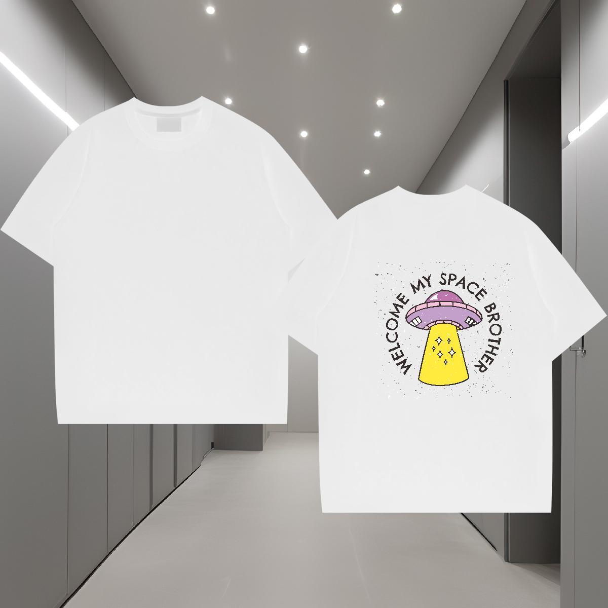 Casual New T shirt UFO Polos 230g Cotton Spring Summer Brand DIY Logo Oversized Pure Cotton Tshirts