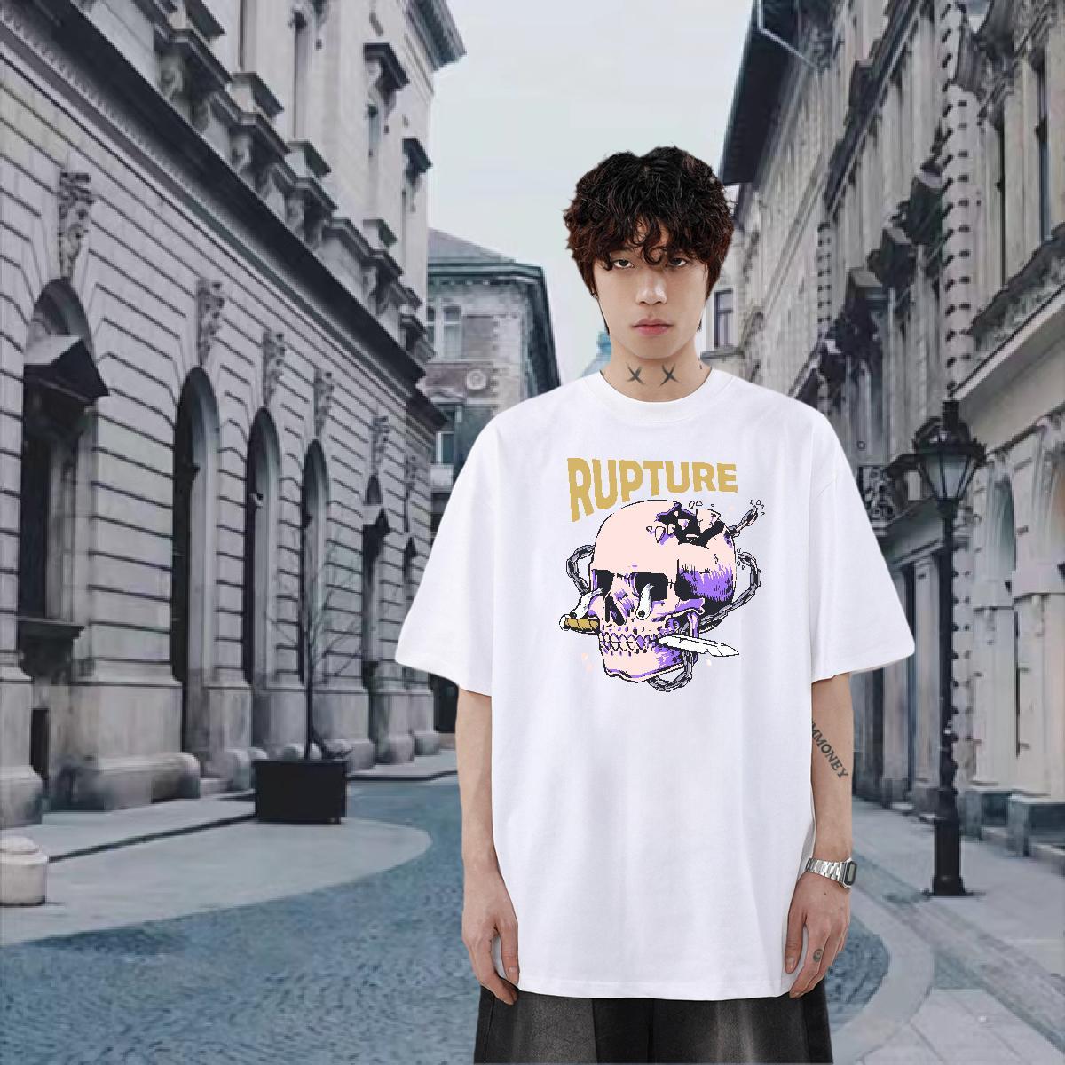 Factory Direct T-Shirts skull Tops 100% Cotton 230g Daily Outfit Designer Customized O-Neck Short Sleeve Couples T Shirts