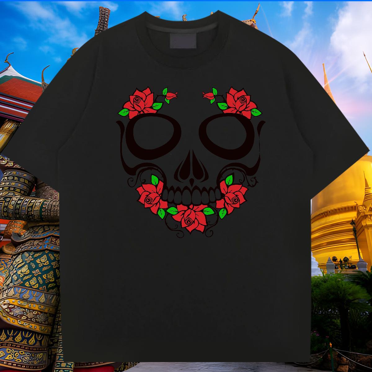 Designer Fashion T shirt skull Clothes 100% Cotton 230g Street wear Hip Hop Loose Fit Oversized 4XL Breathable Crew Neck Couples T Shirts