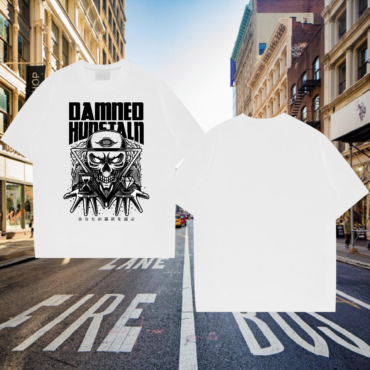 Stylist Men T Shirts skull Polos 230g 100% Cotton Hip Hop TOP Quality Customized Breathable Men Tops Tees