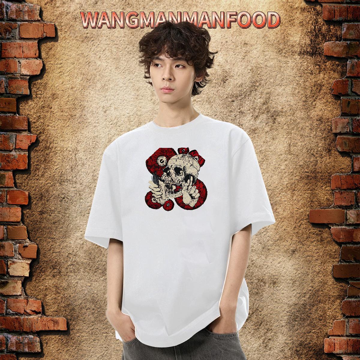 Casual New Man T Shirts skull Tshirts 230g Cotton Beach Cool Design Plus Size Cartoon Short Sleeve Soft Men Tops Tees
