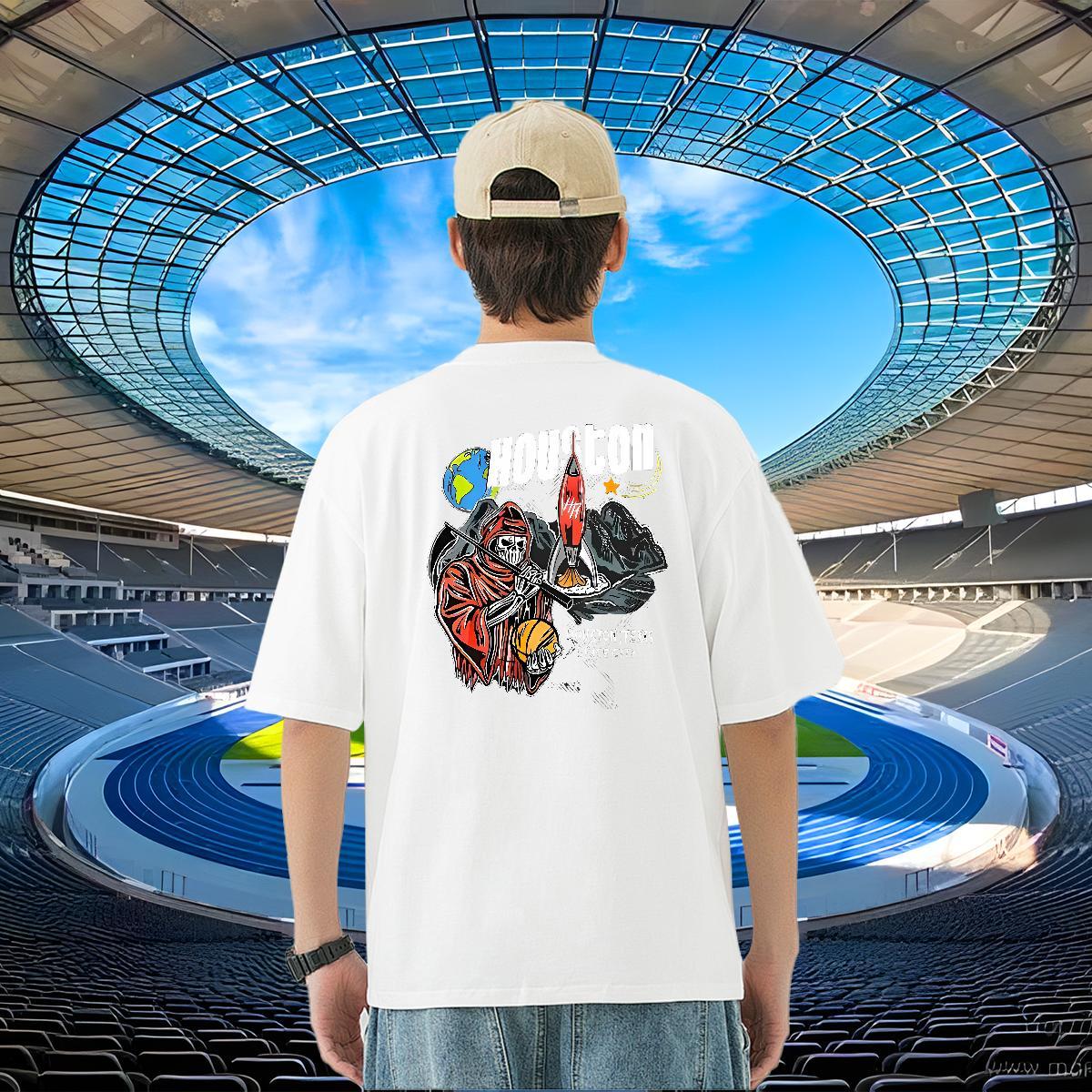 New T Shirt For Man skull Clothings 230g 100% Cotton Casual Beach Popular Black Oversized Breathable Short Sleeve Tshirts