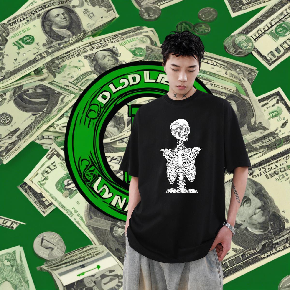 Classic Casual Men T Shirts skull Wear 230g Cotton Street Soft Custom Printed Pure Cotton Tshirts