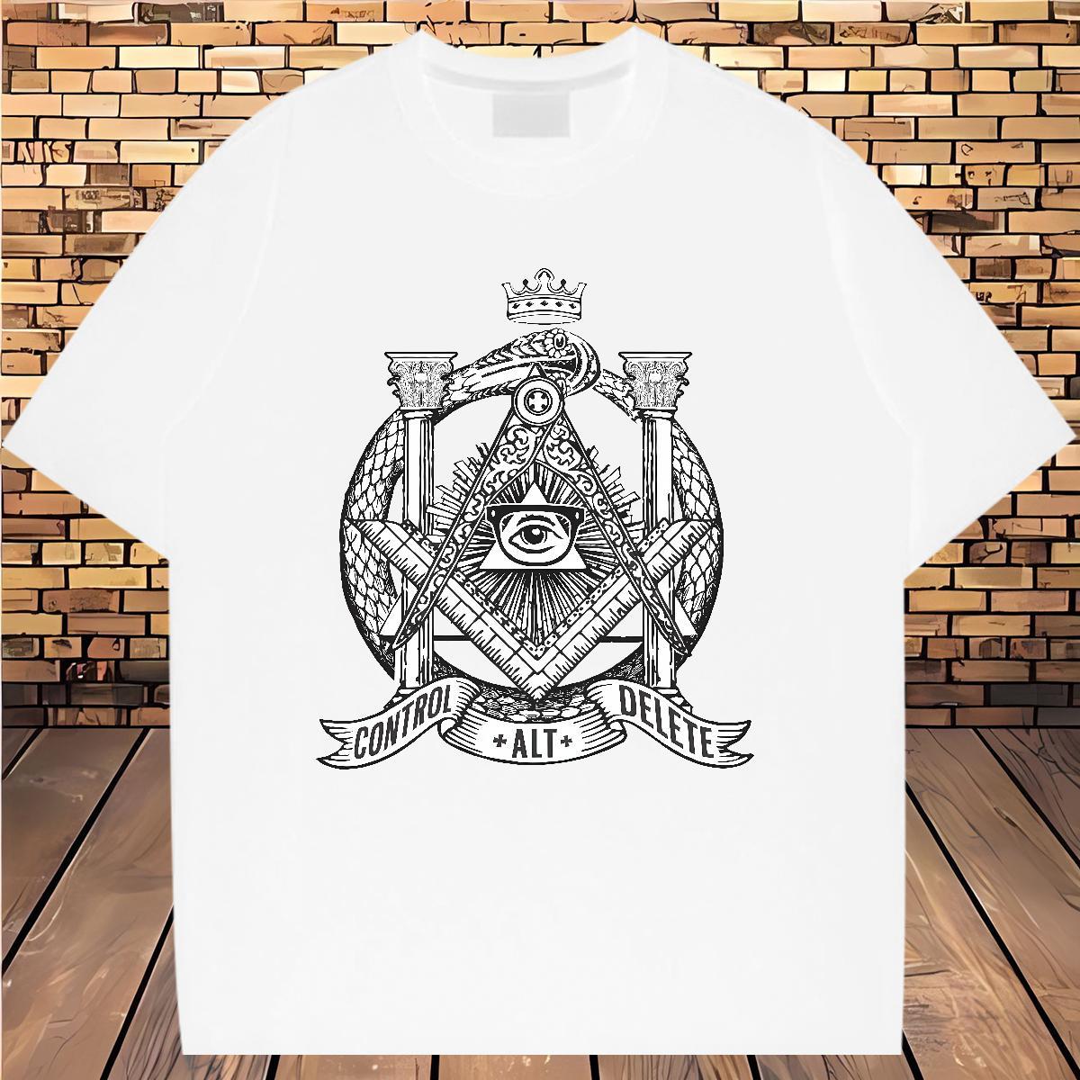 Classic Man T Shirts eye of the devil Clothes 100% Cotton 230g Daily Wear Soft Graphic Breathable Short Sleeve Tshirts