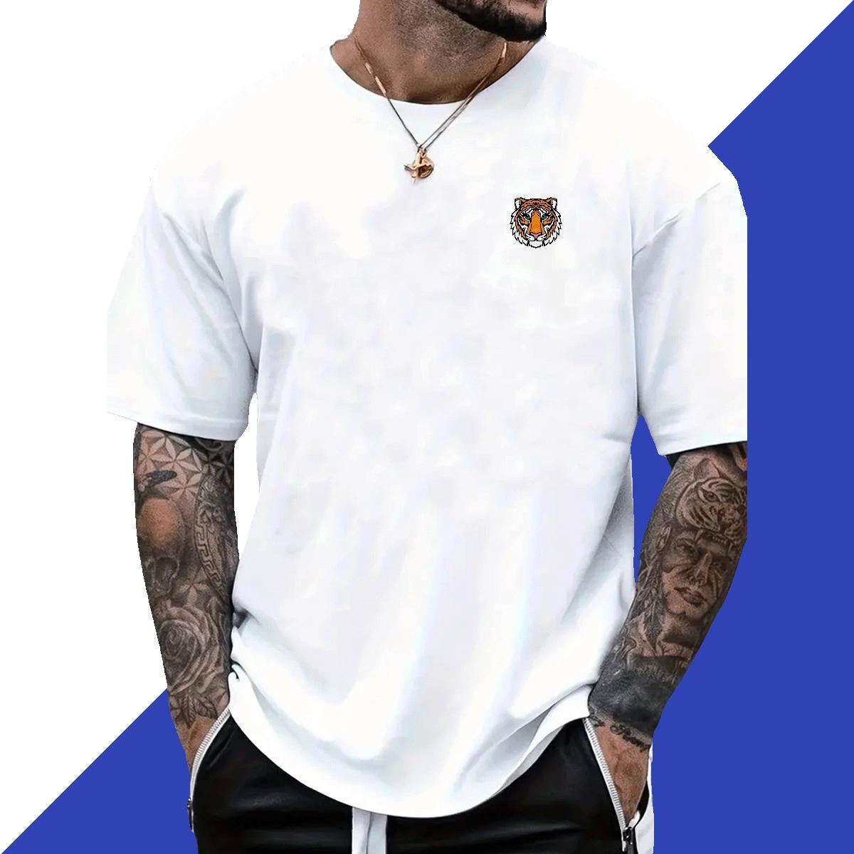 New Designer T shirt tiger Tops 230g 100% Cotton High Street Hip Hop Cool White Plus Size Breathable Soft Tshirt for Man Woman