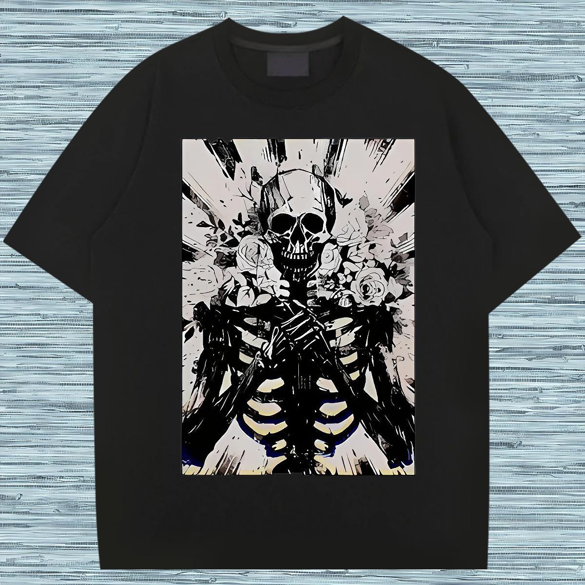 Classic Men T Shirts skull Clothings 230g 100% Cotton Sports Casual Designer Plus Size Cartoon O Neck Short Sleeves Tshirt for Man Woman