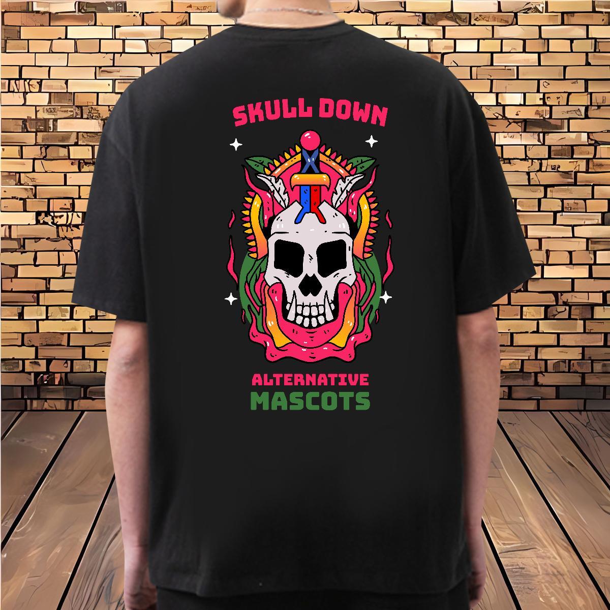 Brand Mens T Shirts skull Tops 230g 100% Cotton Beach Cool Customized O-Neck Short Sleeve Men Tops Tees