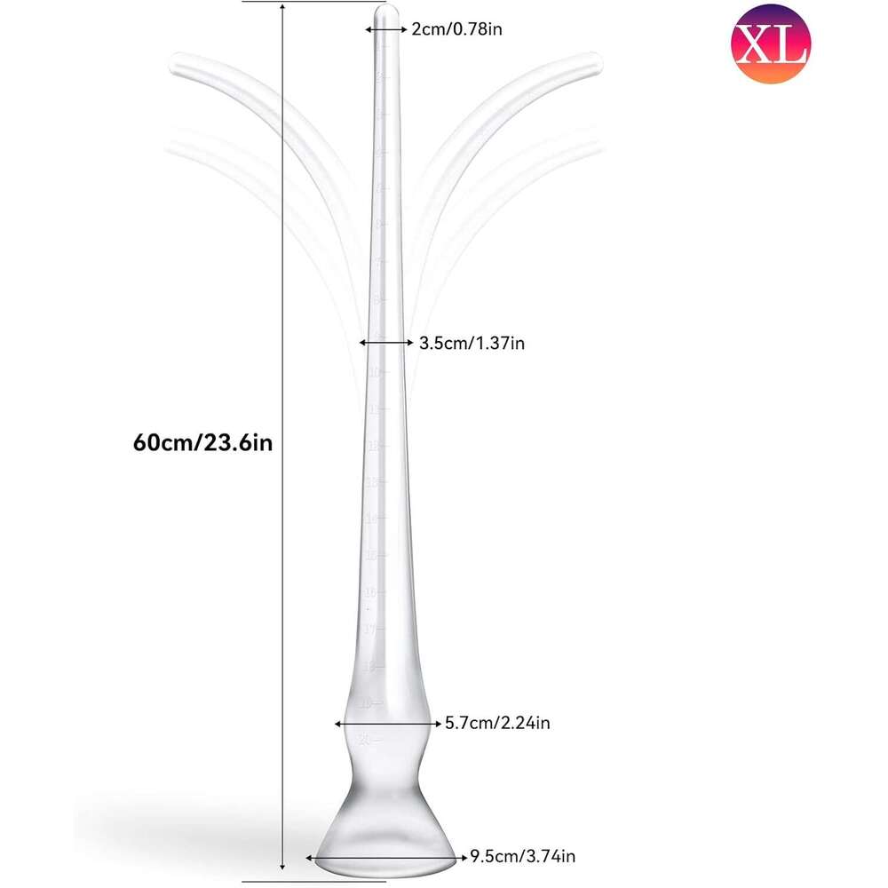 23.6 inch (approximately 59.9 cm) transparent extra long plug dildo, with strong suction cups suitable for novice men and women, flexible dildo for ad